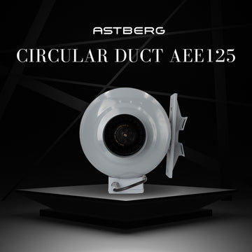 ASTBERG POWDER COATED CIRCULAR INLINE DUCT VENTILATION FAN AEE125 125MM 5" 370CMH 217CFM