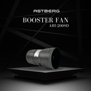 ASTBERG BLDC PIPE INLINE DUCT VENTILATION BOOSTER EXHAUST FAN WITH REMOTE AHI -200SD 200MM 8" 816CMH