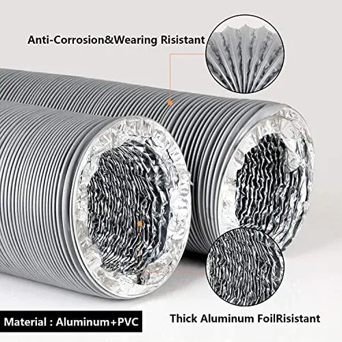 Astberg PVC Flexible Pipe(100mm/4) 10 Meter/32 Feet/Insulated Pipe/Chimney pipe/Duct Pipe/ - Astberg Ventilation