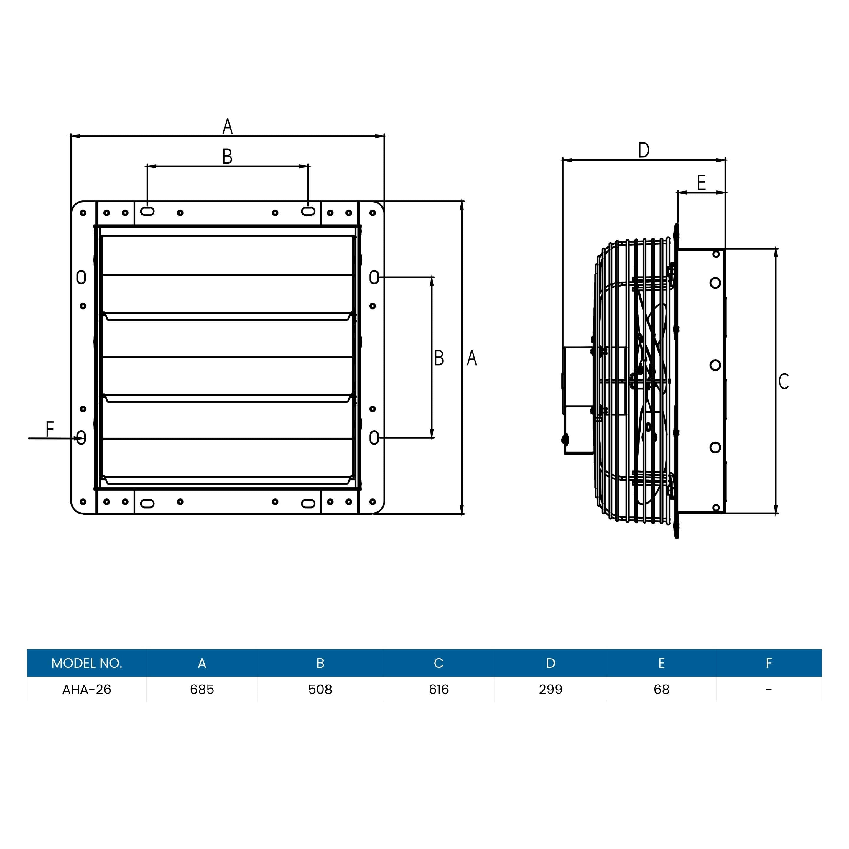 Astberg AHA26  POWDER COATED PROPELLER WALL EXHAUST VENTILATION FAN WITH SHUTTERS 9350CMH