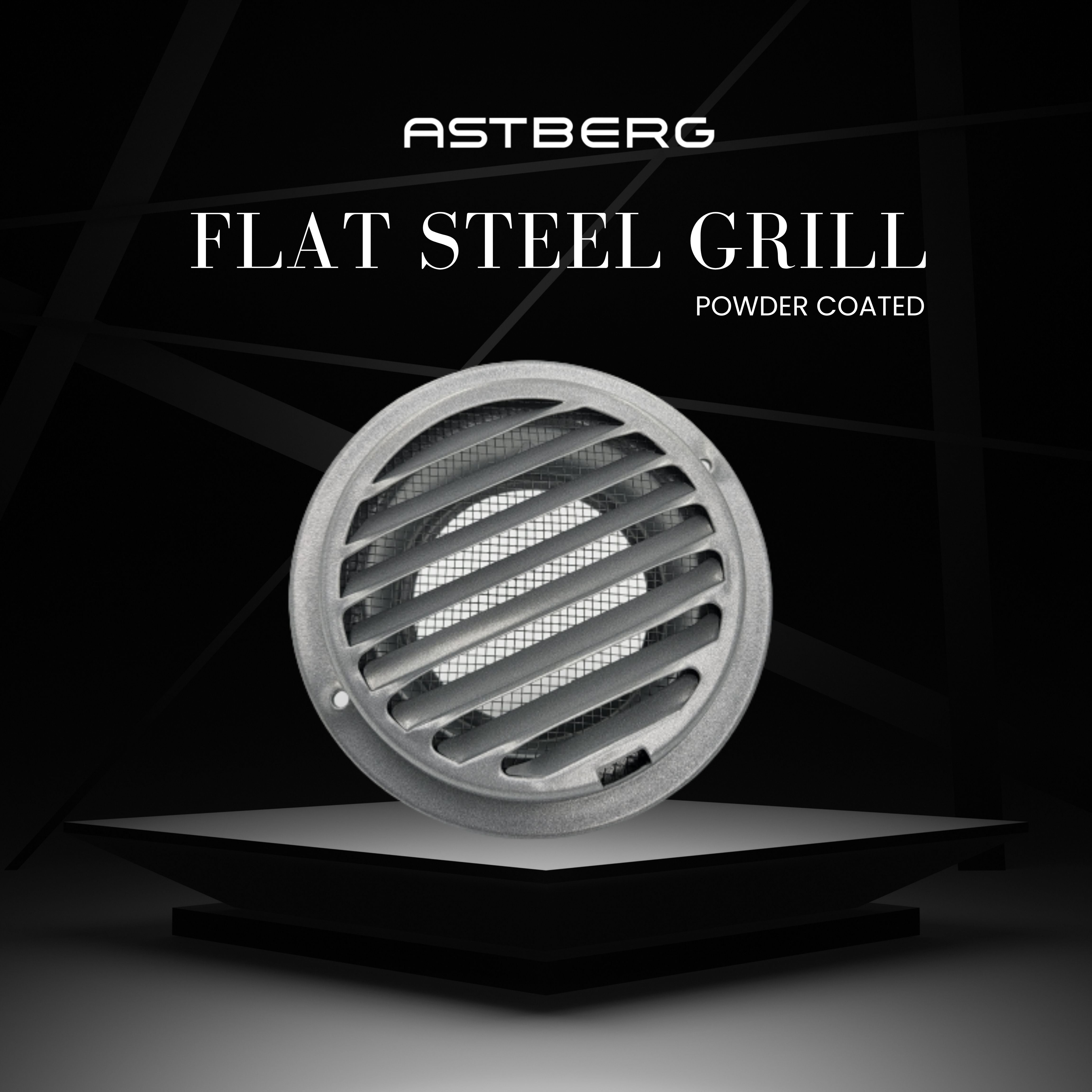 ASTBERG POWDER COATED STEEL PIPE VENT GRILL   WITH MESH  SS304 100MM 4"