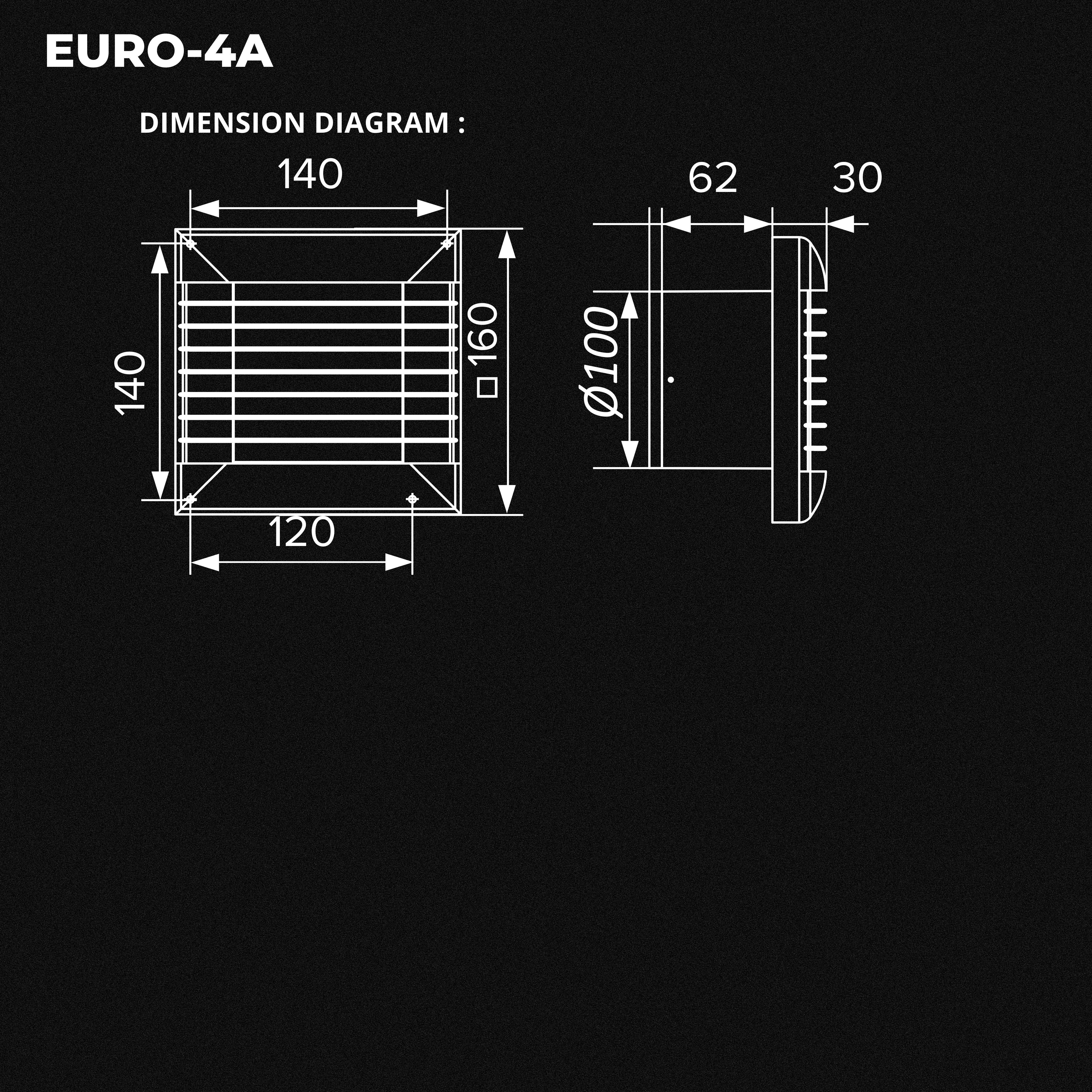 ASTBERG EURO 4A PIPE/WALL/CEILING  EXHAUST VENTILATION FAN 85CMH 100MM