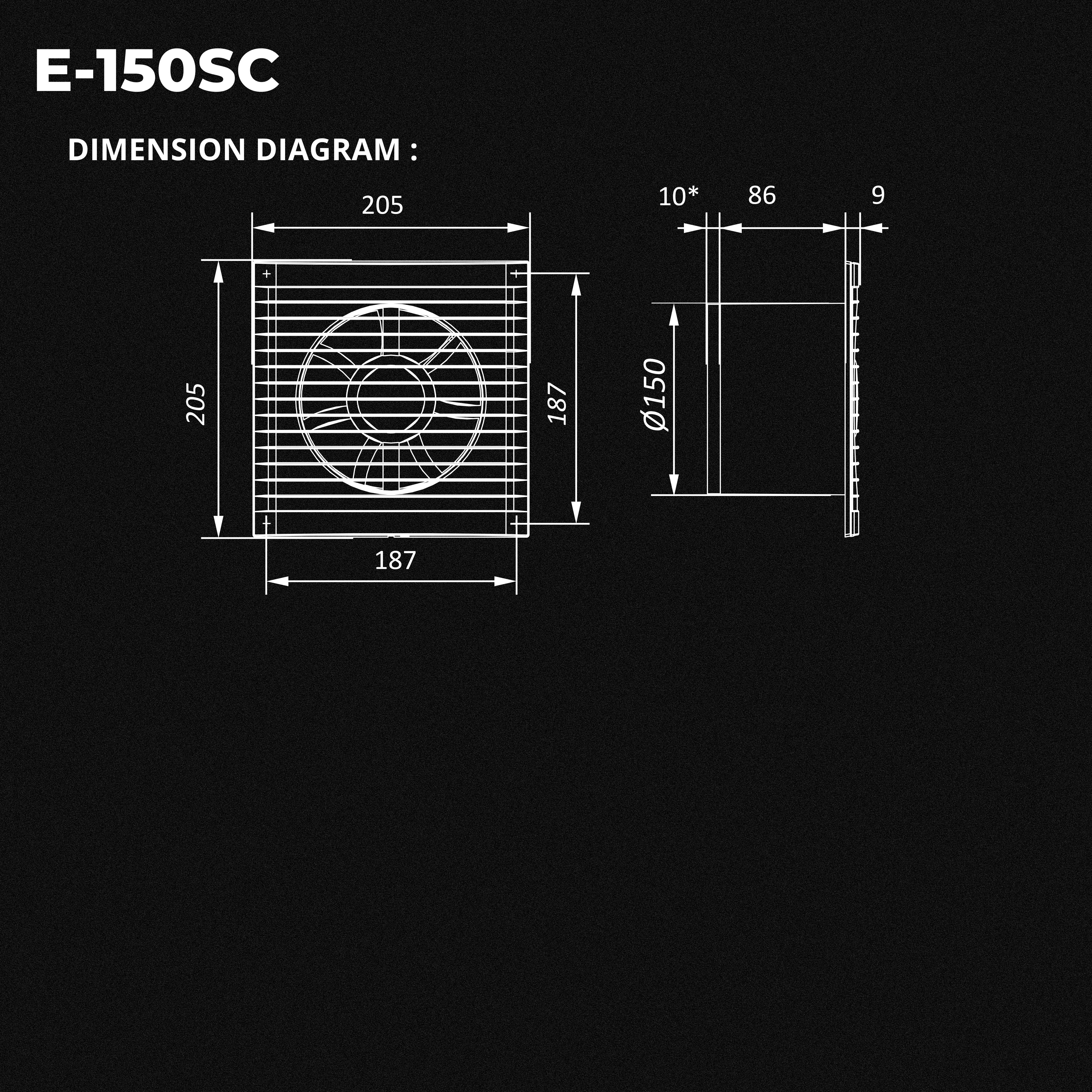 ASTBERG E150 SC PIPE/WALL/CEILING EXHAUST VENTILATION FAN 250CMH 150MM 6"