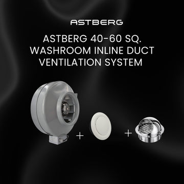 ASTBERG 40-60 SQ. WASHROOM INLINE DUCT VENTILATION SYSTEM VERTICAL/HORIZONTAL DUCT UPTO 15FT.