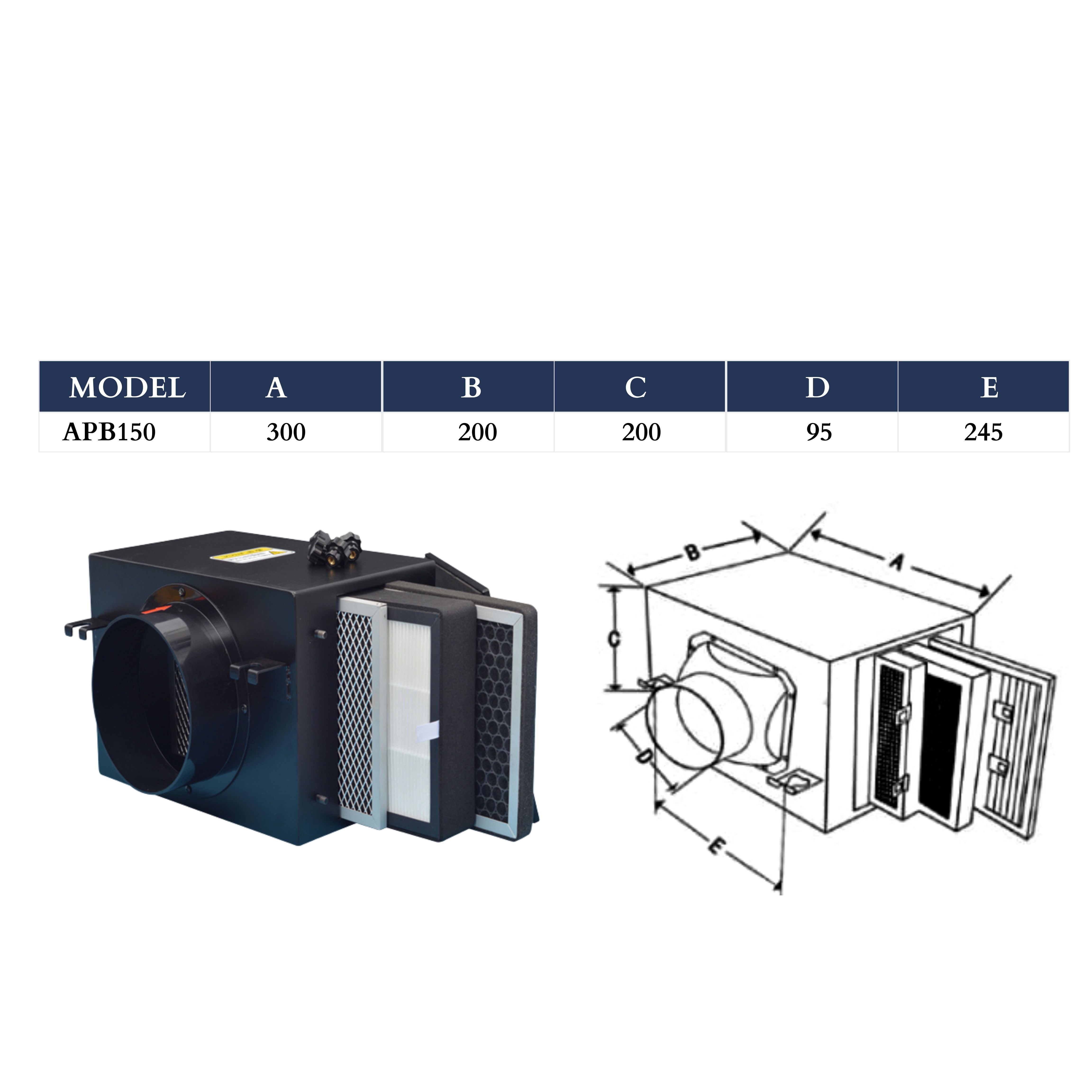 ASTBERG PURIFICATION FILTER BOX HEPA CARBON DUST FILTER SETUP (150mm/6")