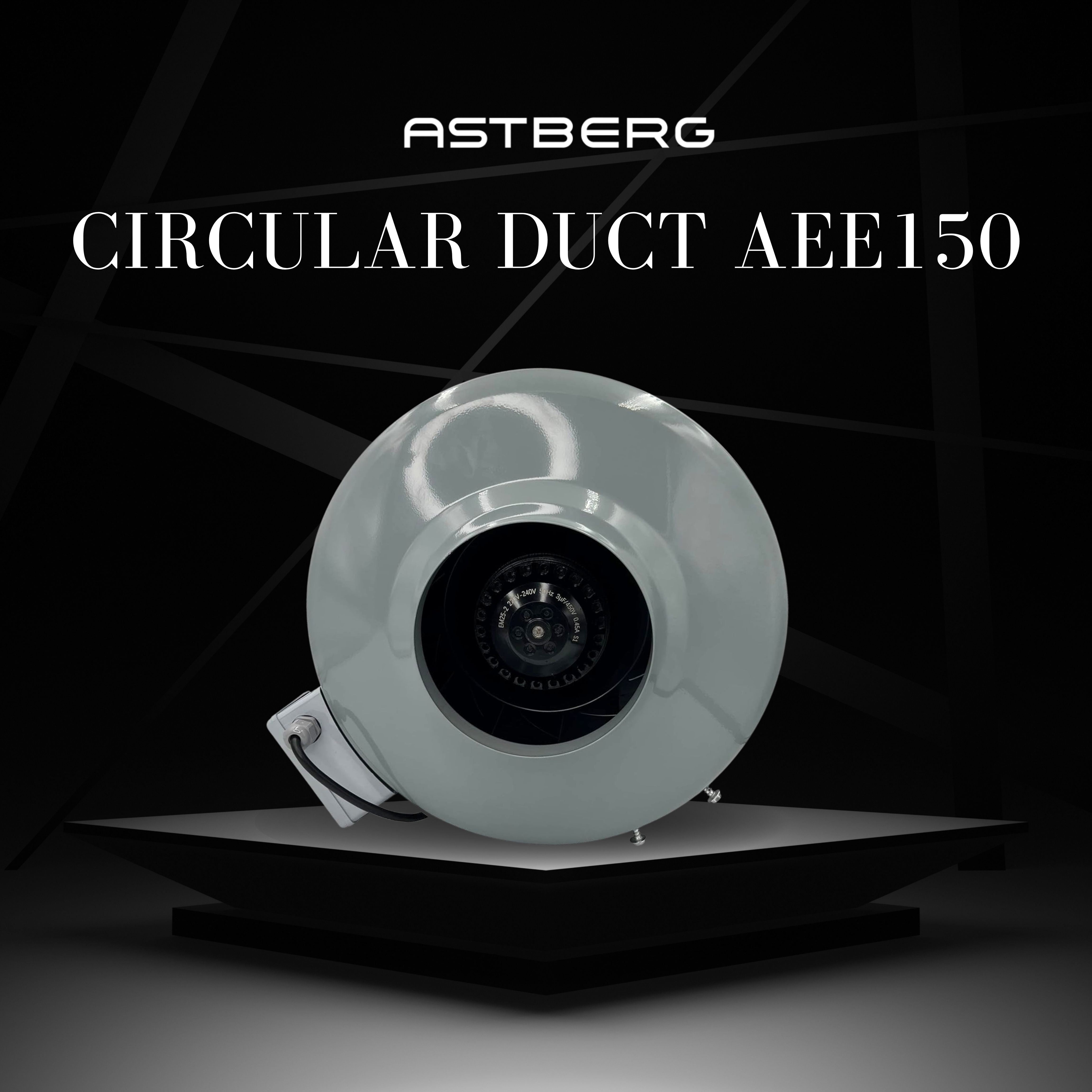 Astberg AEE150 POWDER COATED CIRCULAR INLINE DUCT VENTILATION FAN  150MM 6" 740CMM 435CFM