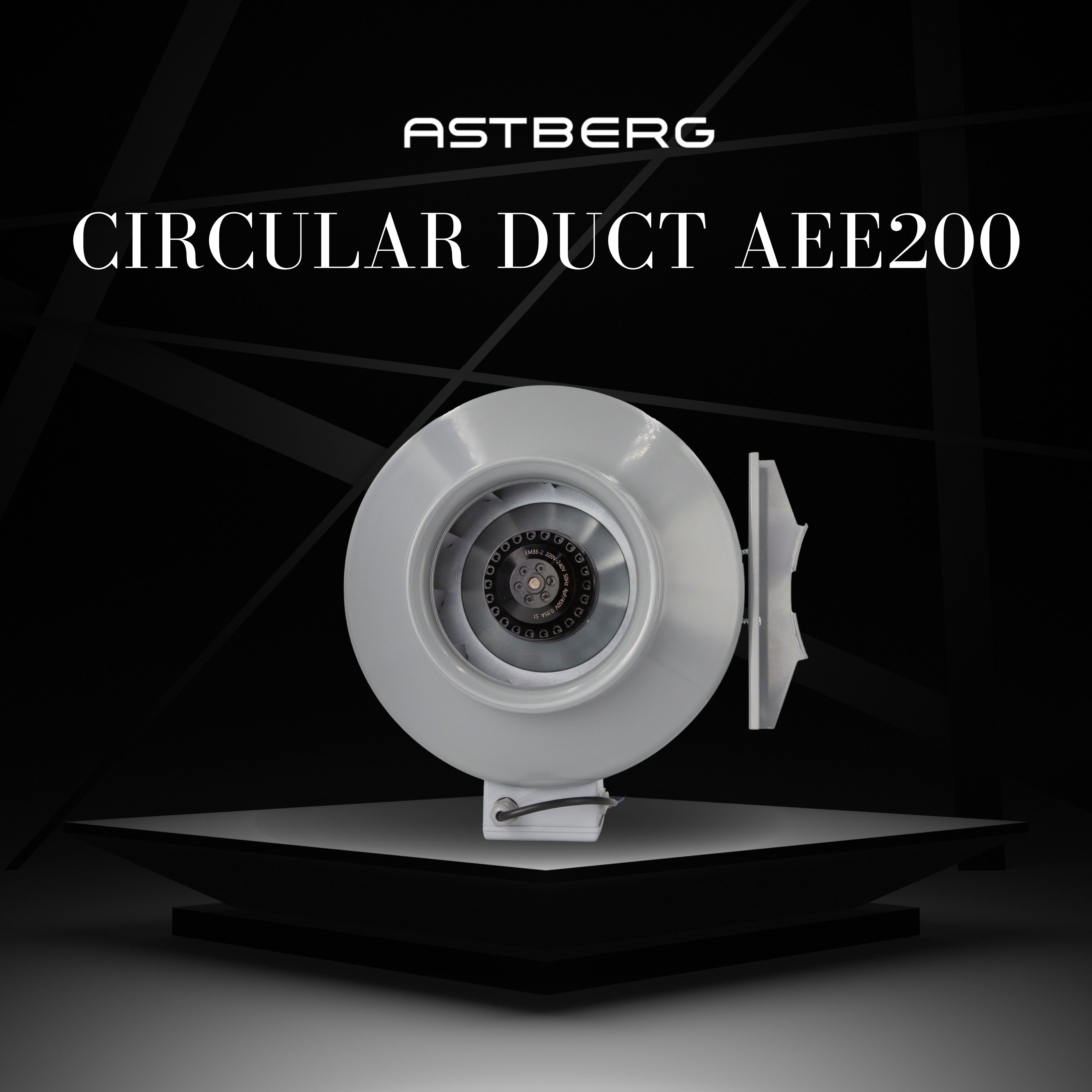 ASTBERG POWDER COATED CIRCULAR INLINE DUCT VENTILATION EXHAUST FAN 200MM 8" 1020CMH 600CFM)