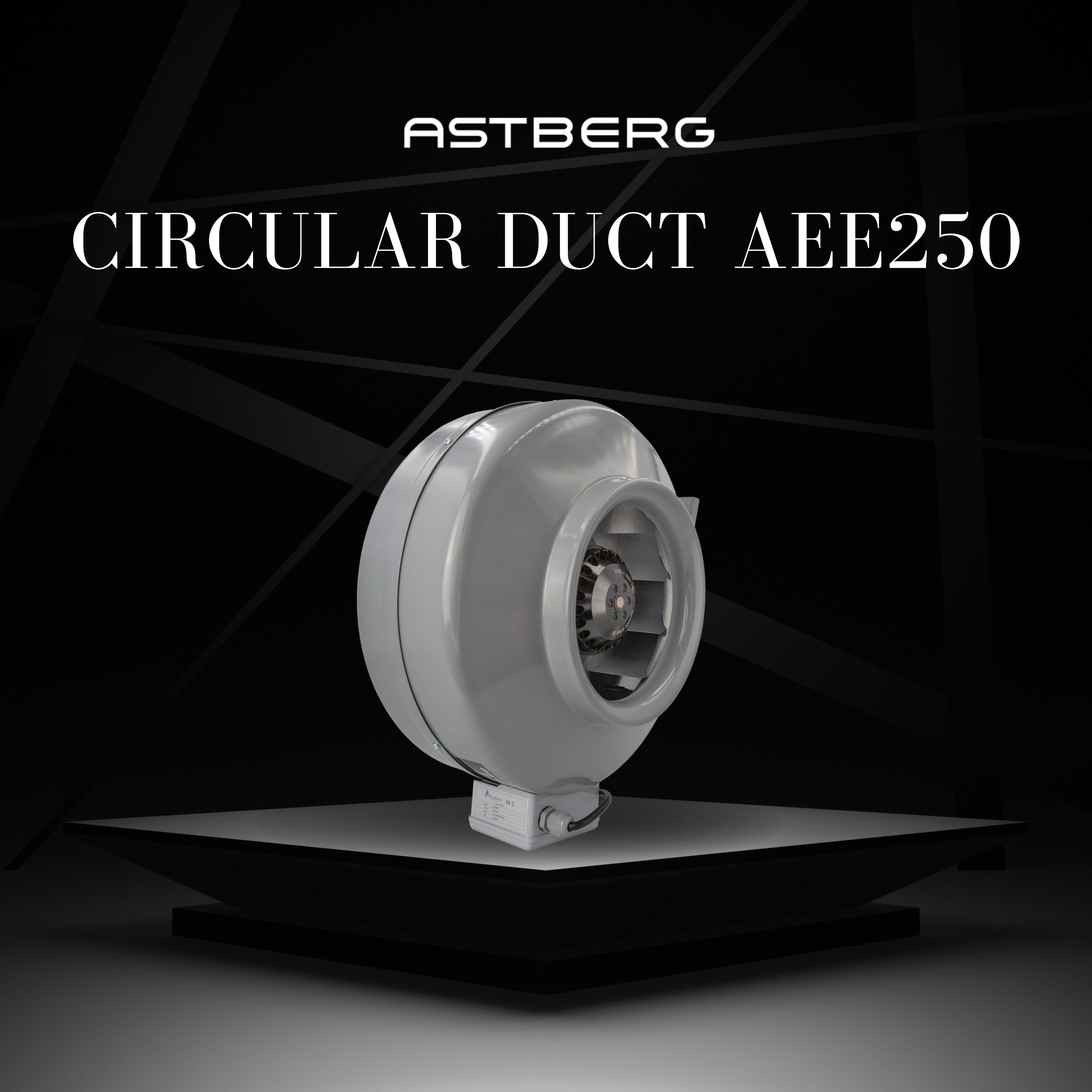 ASTBERG POWDER COATED CIRCULAR INLINE DUCT VENTILATION EXHAUST FAN AEE250 1060CMH 250MM 10"