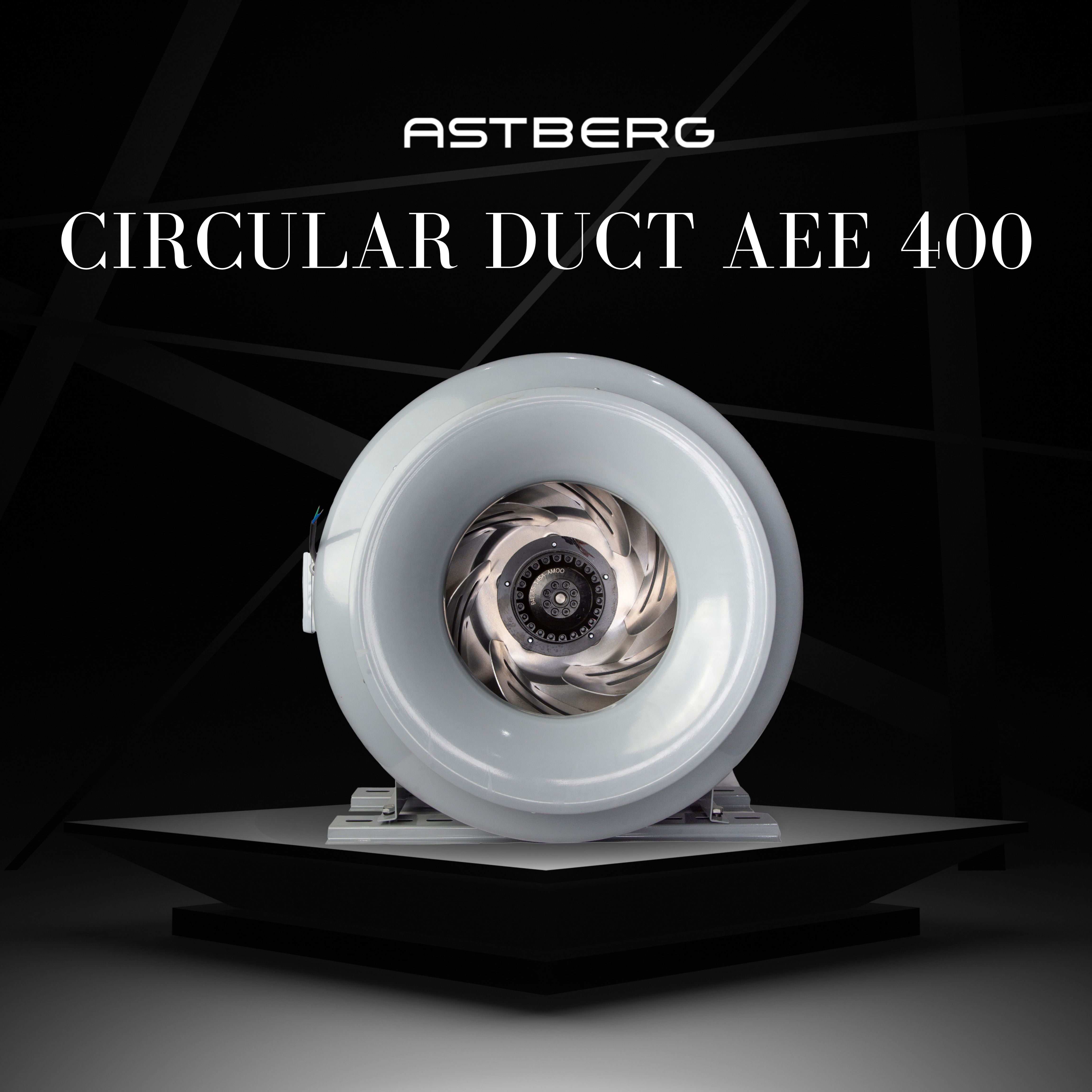 ASTBERG POWDER COATED CIRCULAR INLINE DUCT VENTILATION EXHAUST FAN AEE400 2500CMH 400MM 16"