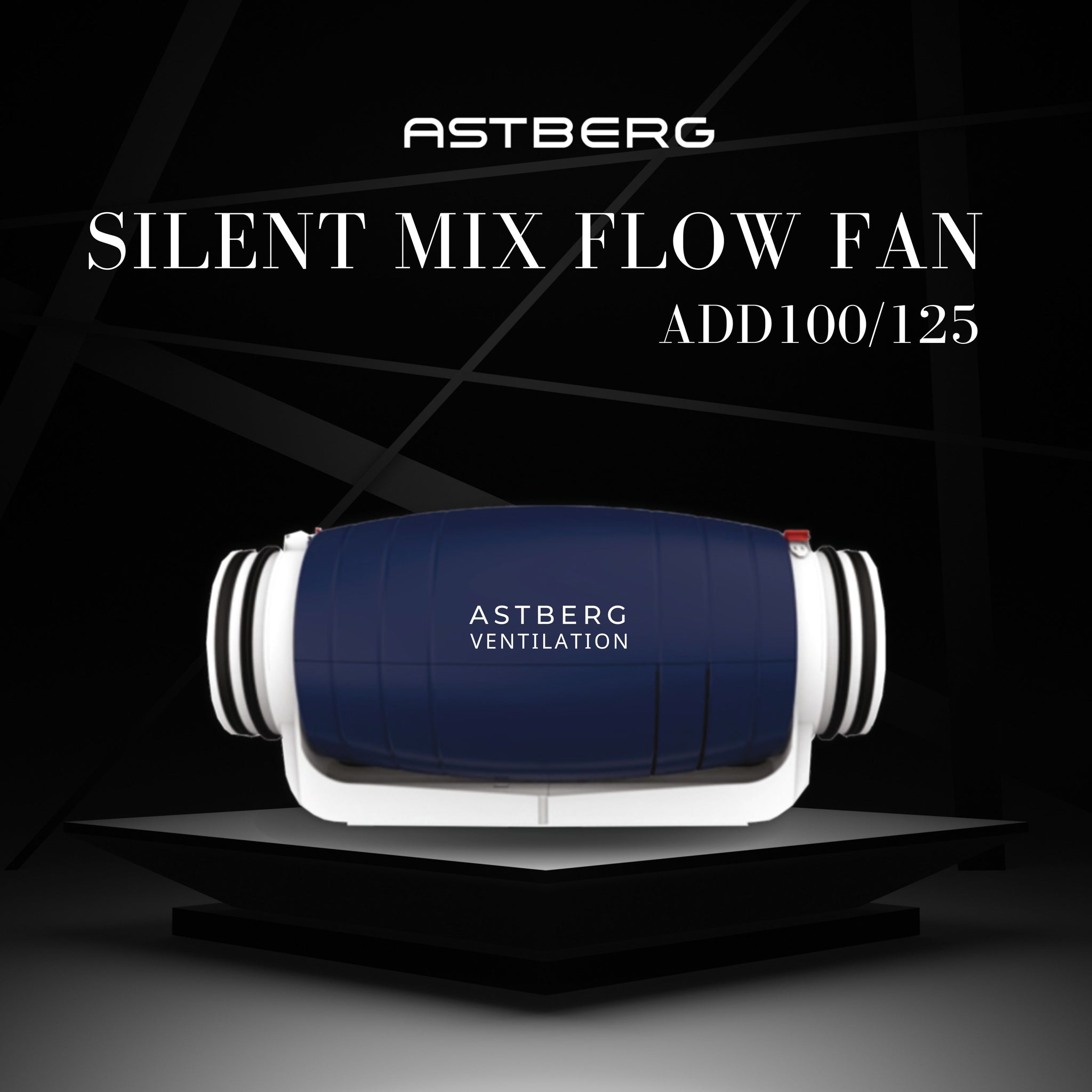ASTBERG SUPER SILENT MIXFLOW INLINE DUCT VENTILATION FAN  ADD-100P 125P 284CMH