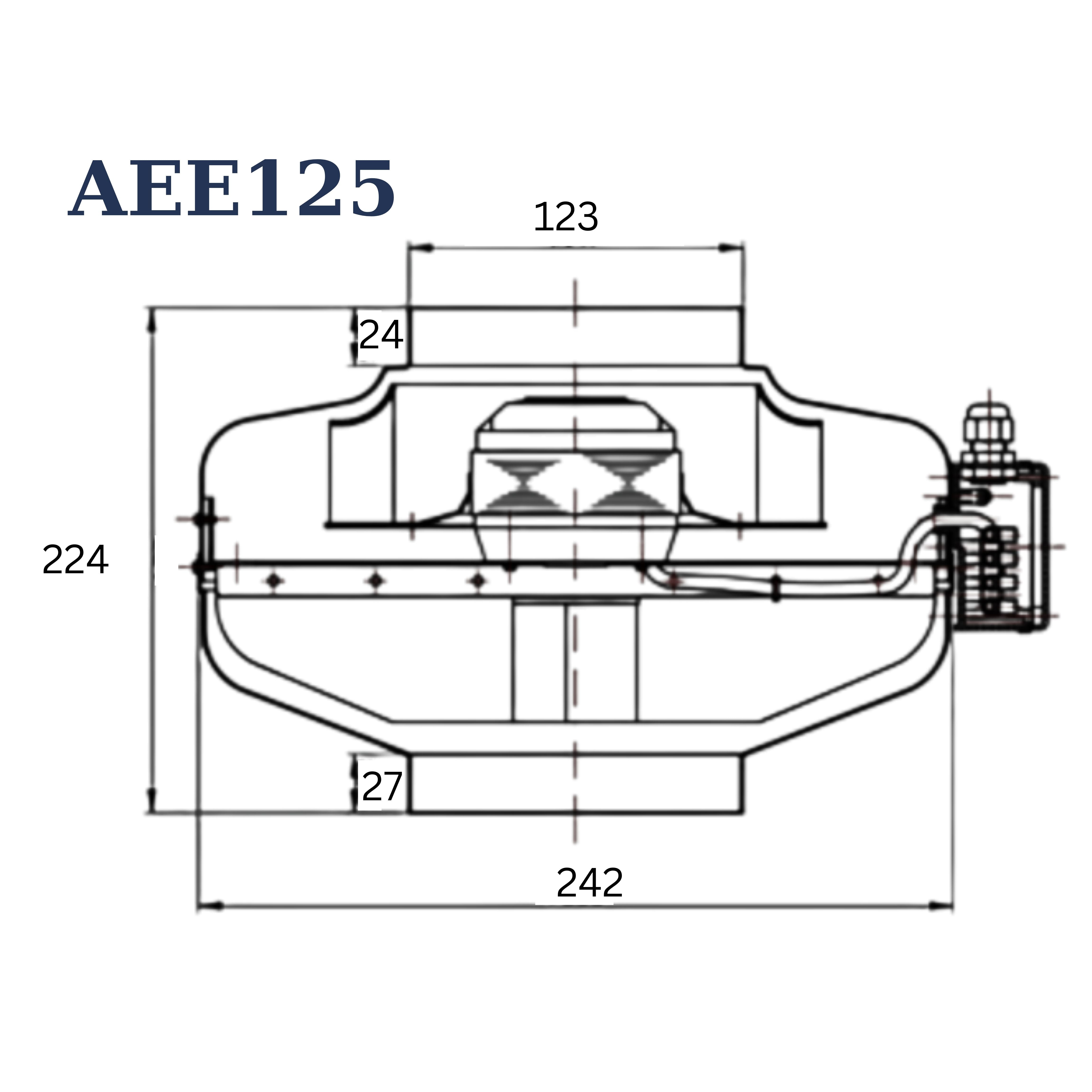 ASTBERG POWDER COATED  CIRCULAR INLINE DUCT VENTILATION FAN AEE125 125MM 5"  370CMH 217CFM