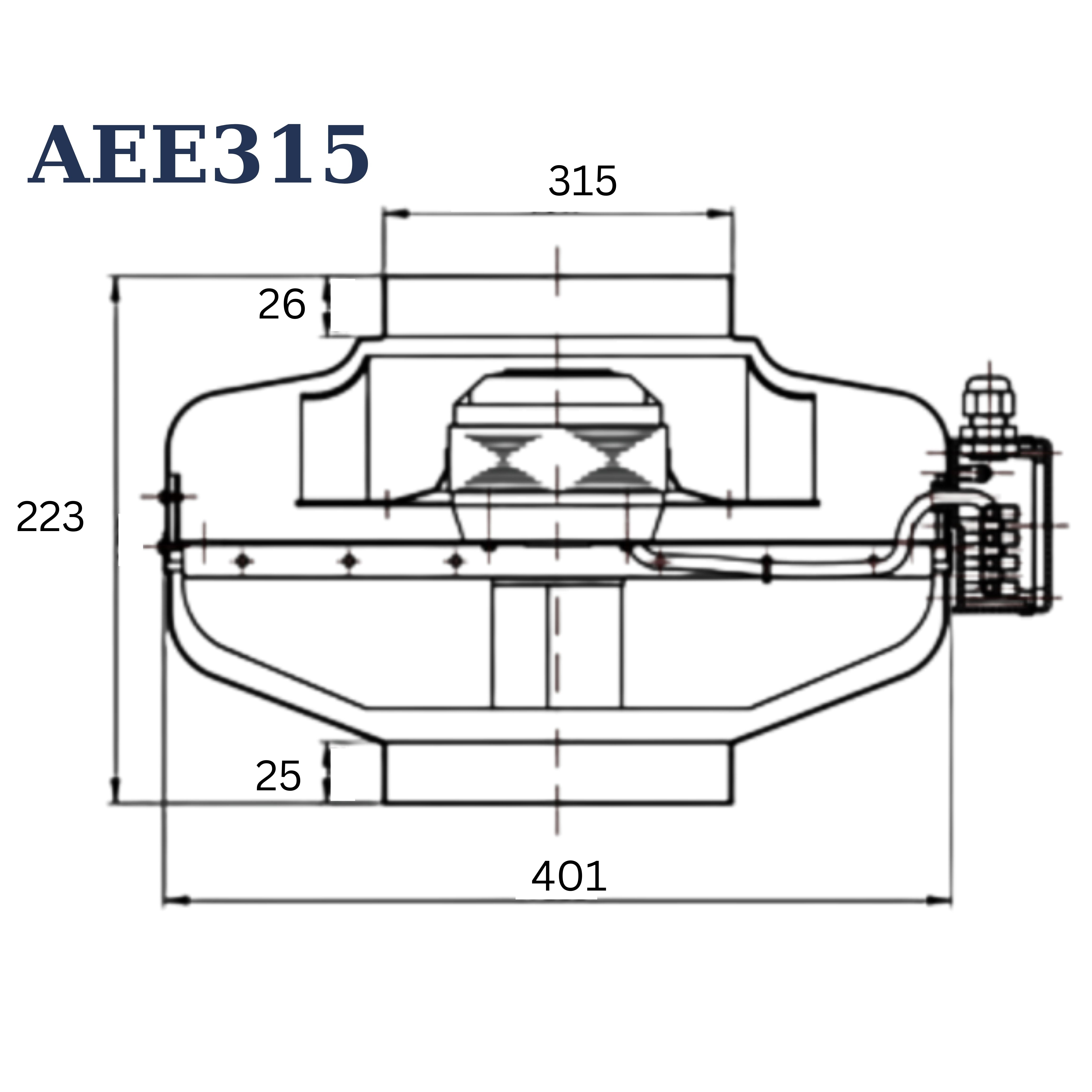 ASTBERG POWDER COATED CIRCULAR INLINE DUCT VENTILATION EXHAUST FAN AEE315 1660CMH 315MM 12"