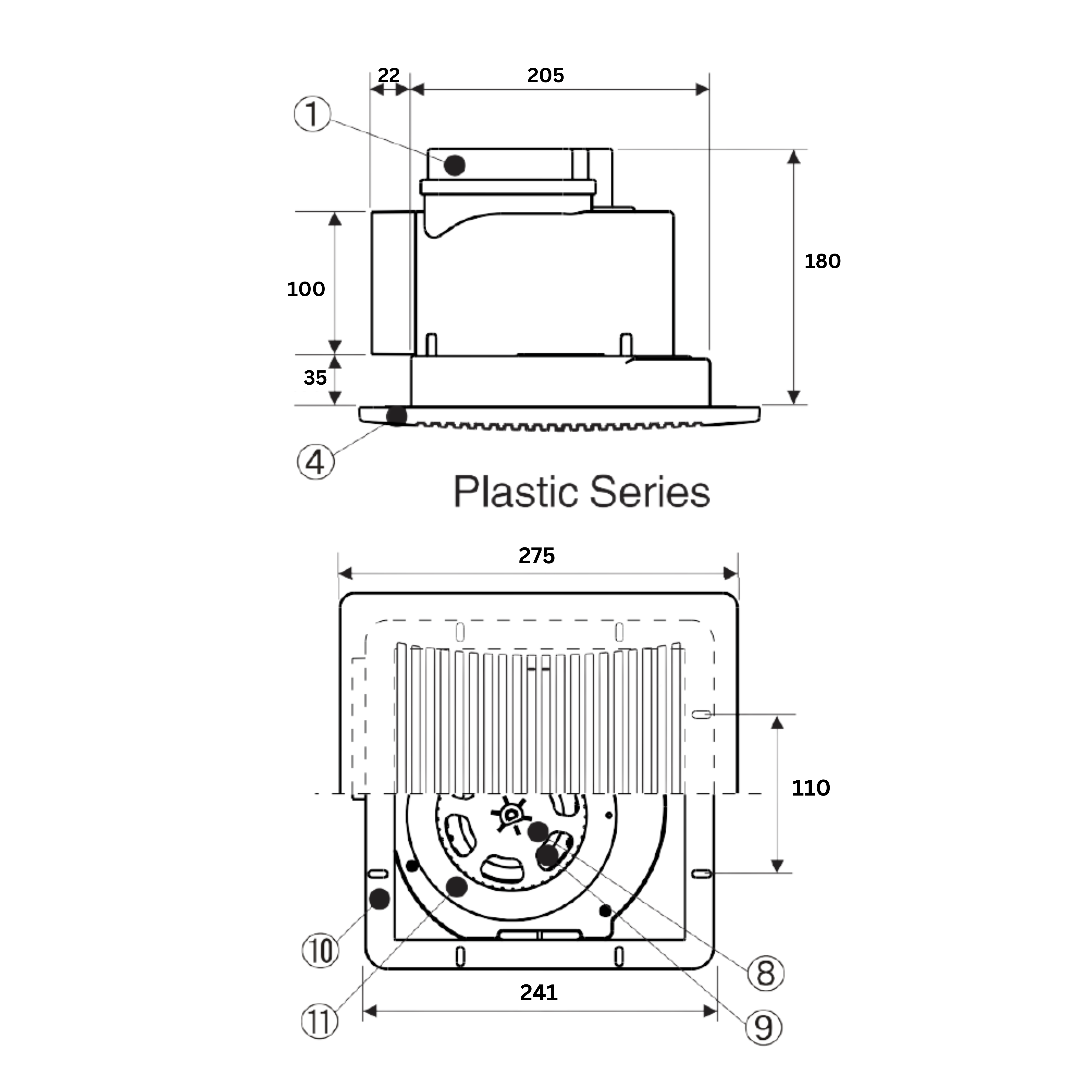 Astberg Ceiling Mounted Cassette Exhaust Fan APT10-21 (100mm/4) (150CMH/88CFM)
