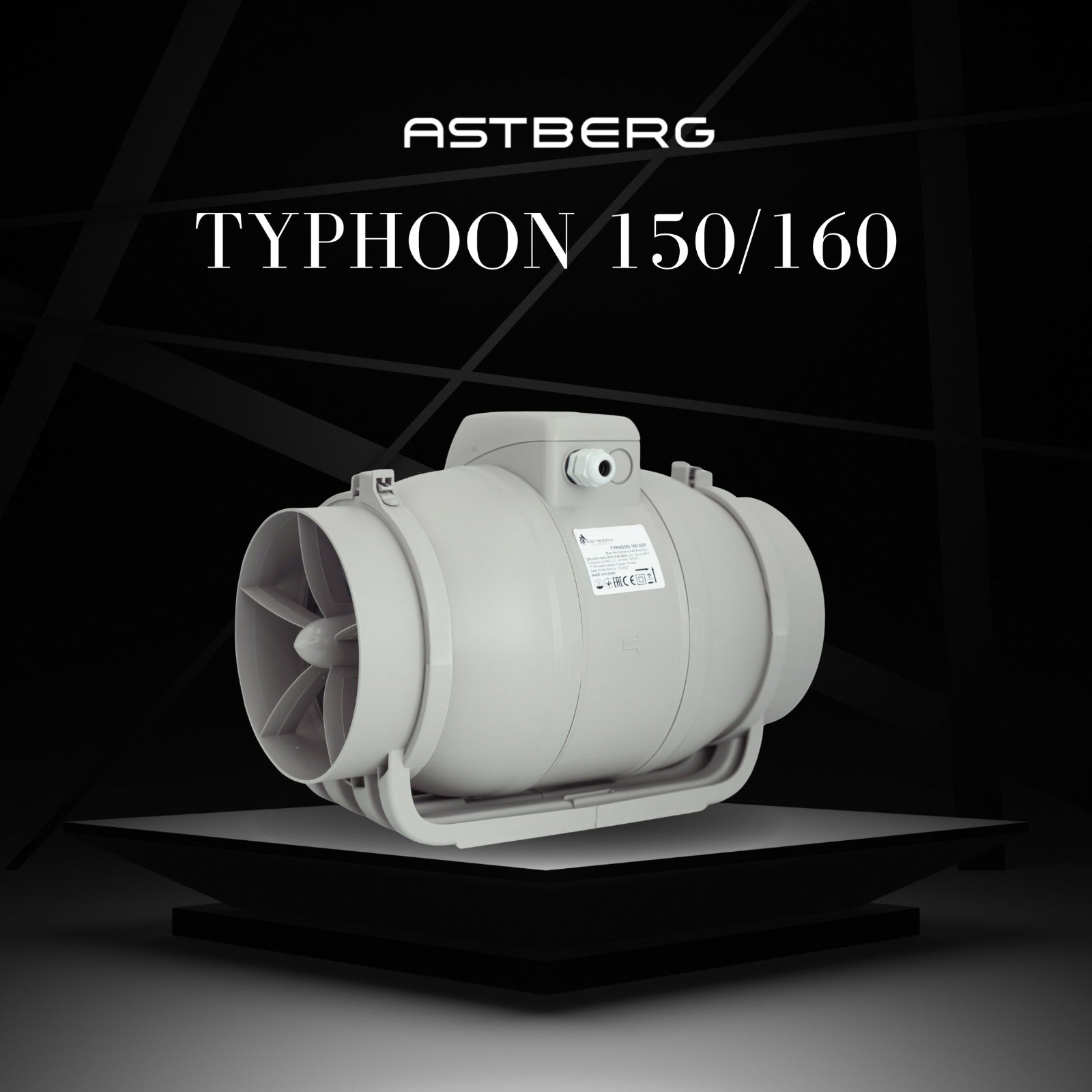 ASTBERG SILENT HEAVY DUTY MIXFLOW CIRCULAR INLINE DUCT VENTILATION FAN TYPHOON100 250CMH 100MM 4"