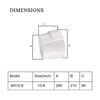 Astberg ABS Reducer/PVC Pipe Reducer/Flexible Pipe Reducer/Pipe Connector/Plastic Pipe Reducer (8"-10")