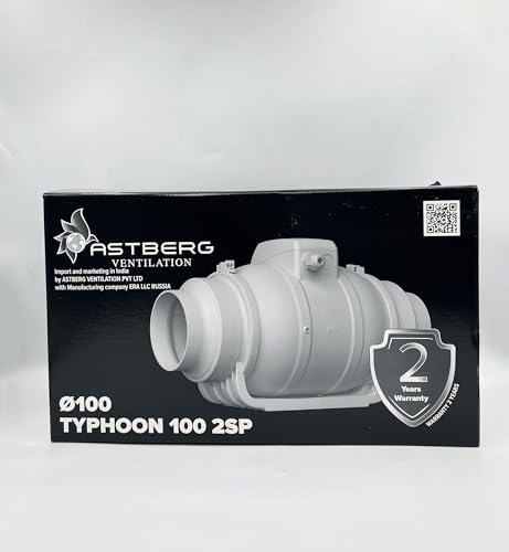 Astberg Typhoon 100/125mm Made In Russia 180-250 CMH Silent Mix Flow/Inline Duct Fan/Circular Duct