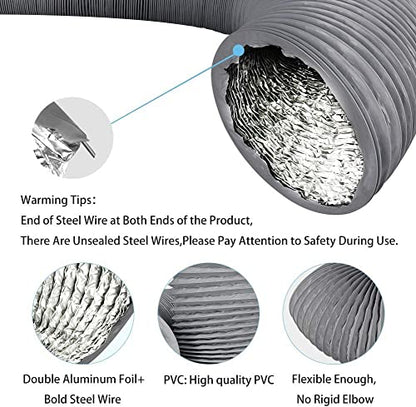 Astberg PVC Flexible Pipe/Insulated Pipe/Chimney pipe/Duct Pipe/Exhaust pipe/Aluminum pipe (200mm/8")