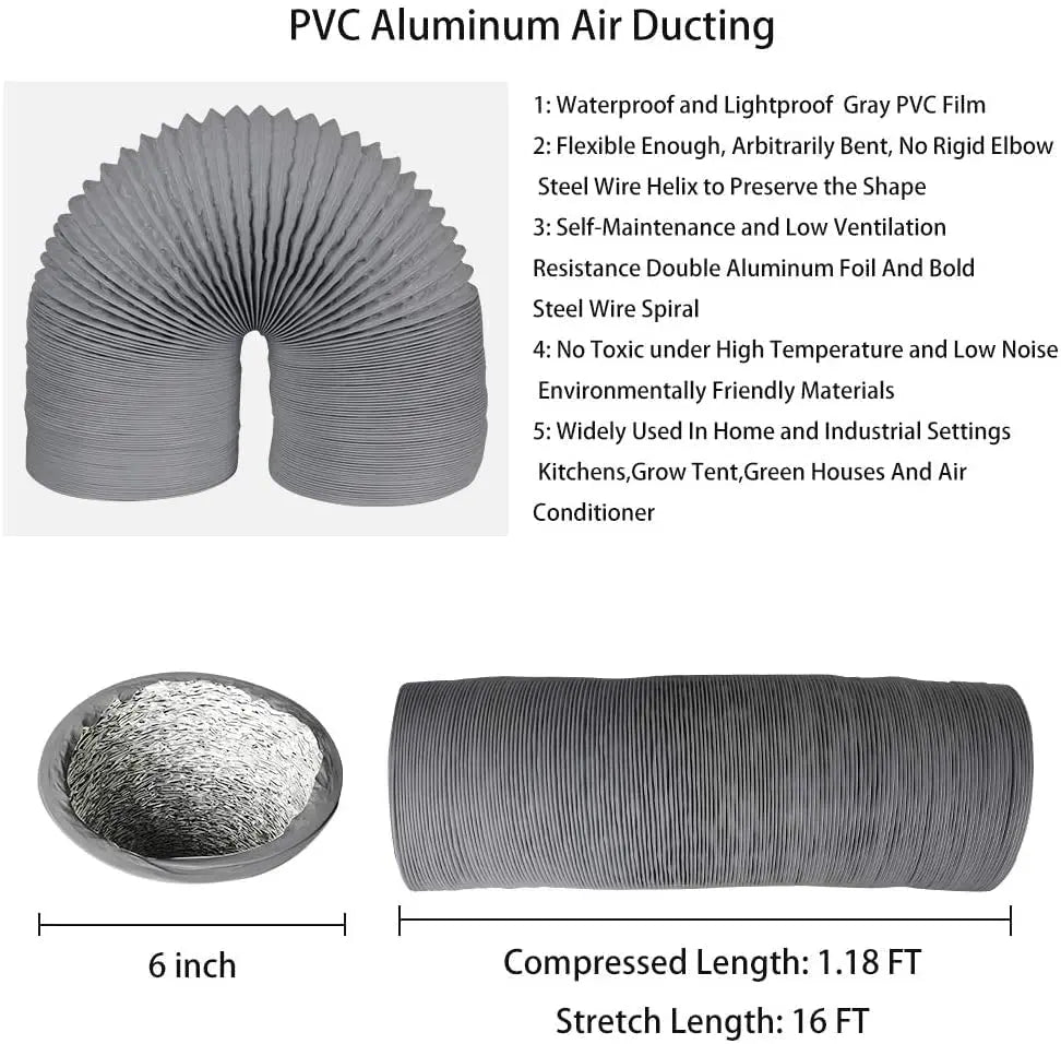Astberg PVC Flexible Pipe/Insulated Pipe/Chimney pipe/Duct Pipe/Exhaust pipe/Aluminum pipe (200mm/8") - Astberg Ventilation